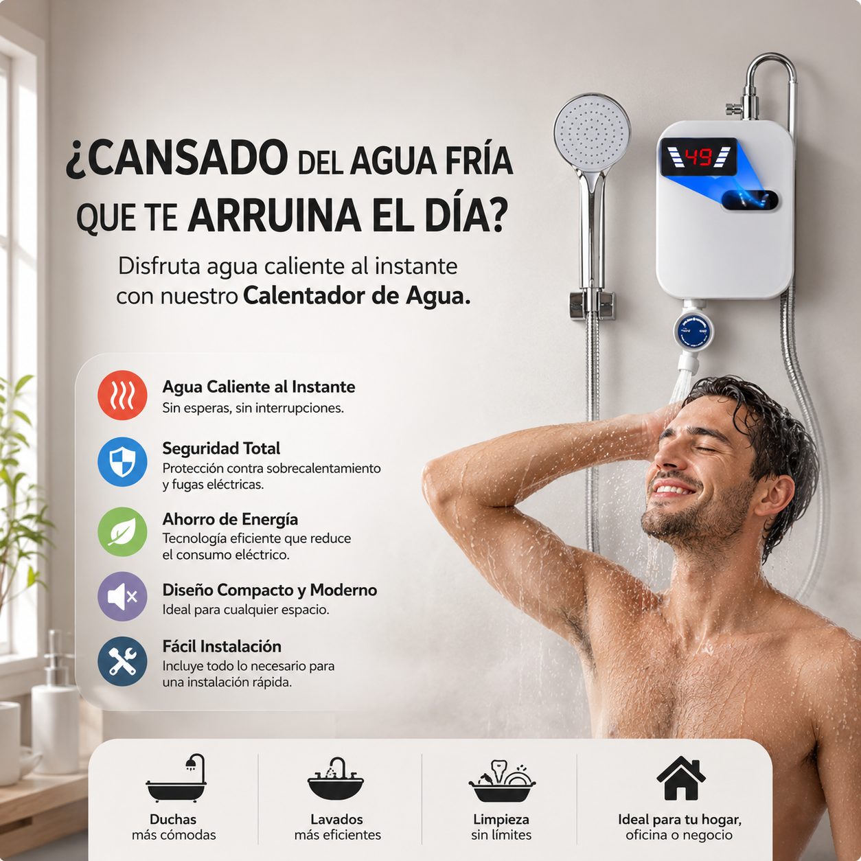 Ducha Calentadora De Agua Portatil 110V