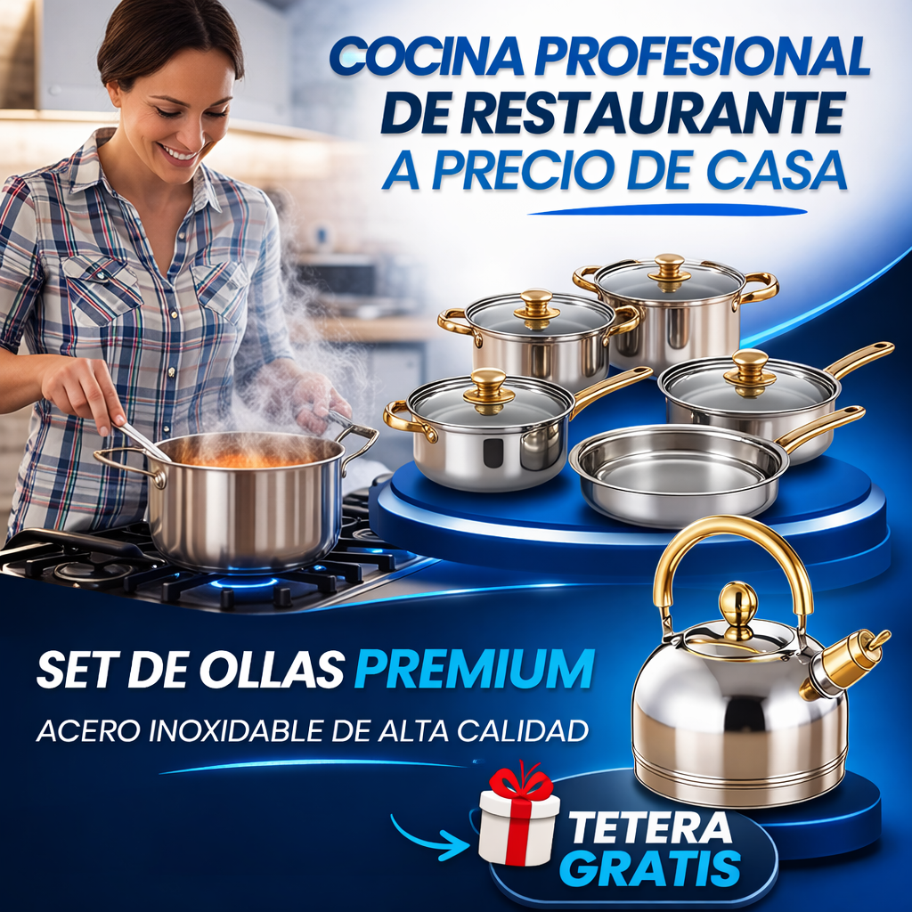 SET DE OLLAS PREMIUM 12 PIEZAS DE ACERO INOXIDABLE
